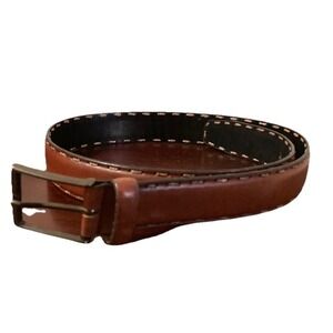 Cole Haan Leather Belt Mens Size 30 75 cm Brown Contrast Stitching A1991